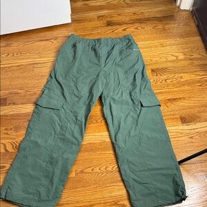 Wilo The Label Men's Olive Cargo Pants with Elastic Waist parachute large